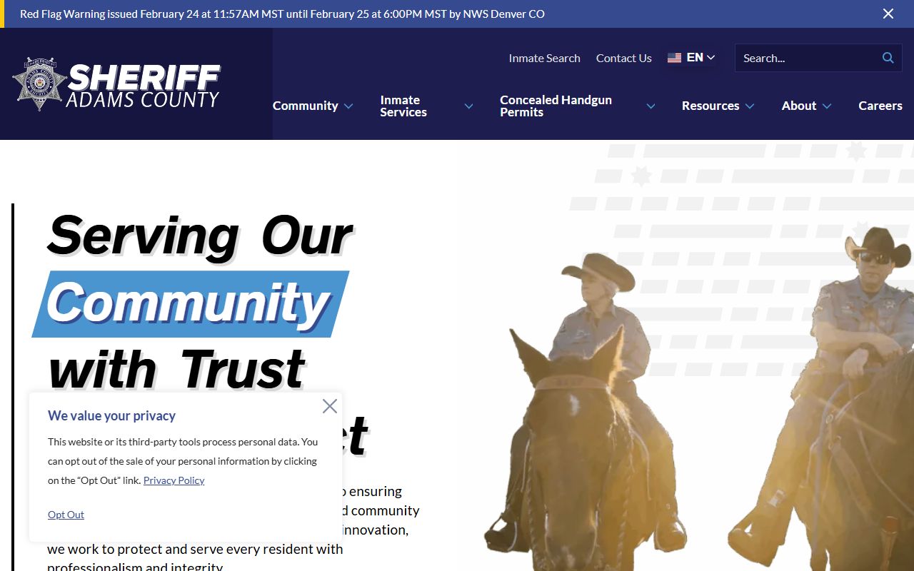 Adams County Sheriff's Office website for police records requests