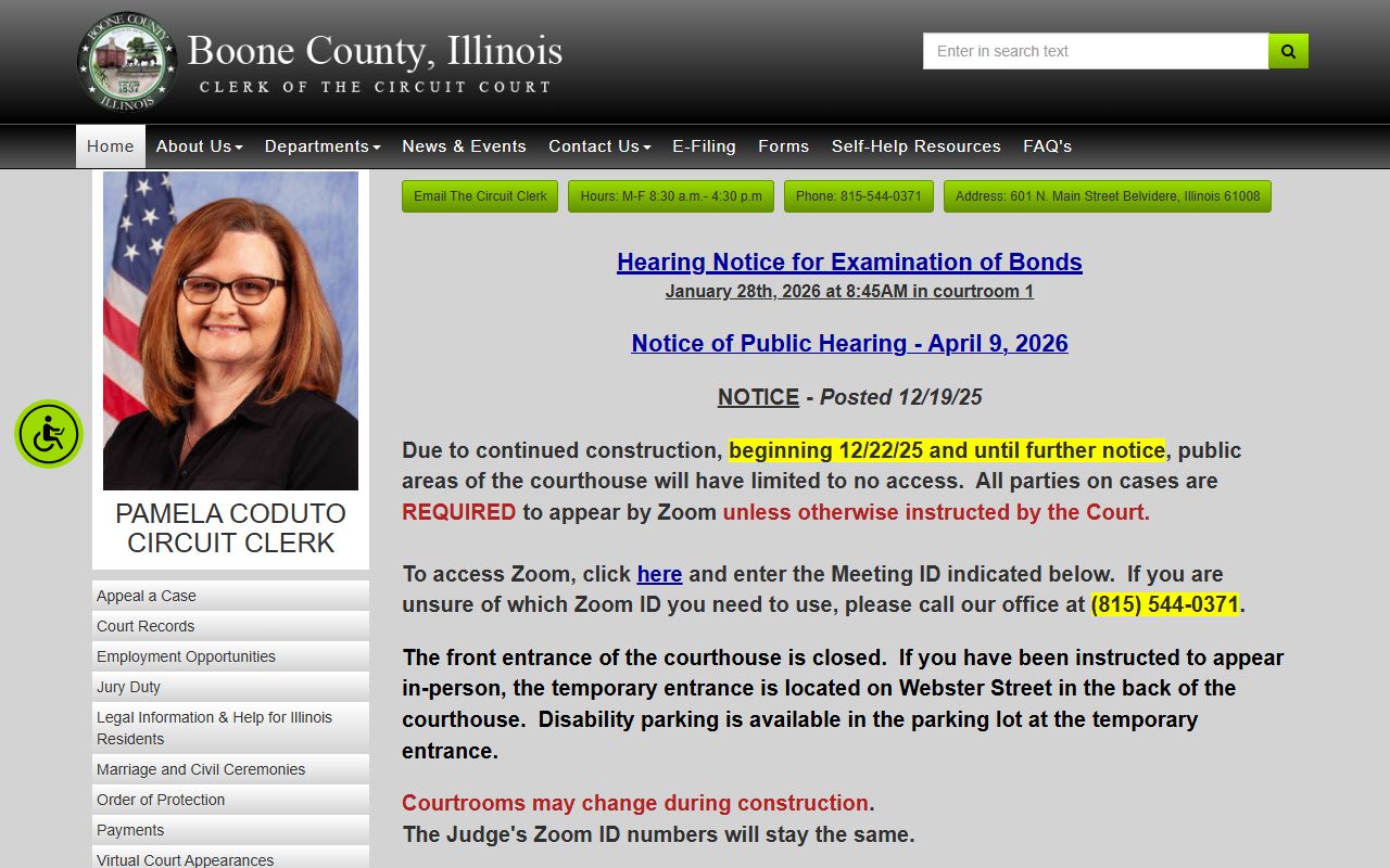 Boone County Circuit Clerk website for police records access