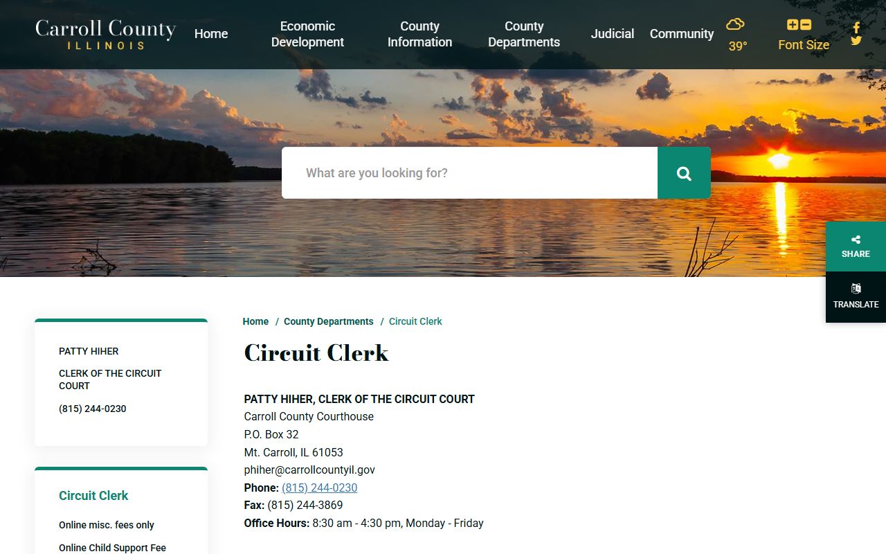 Carroll County Circuit Clerk website for court record access