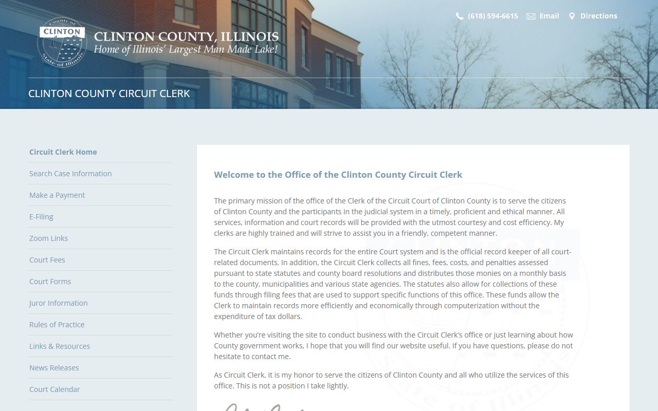 Clinton County Circuit Clerk website for court and police records