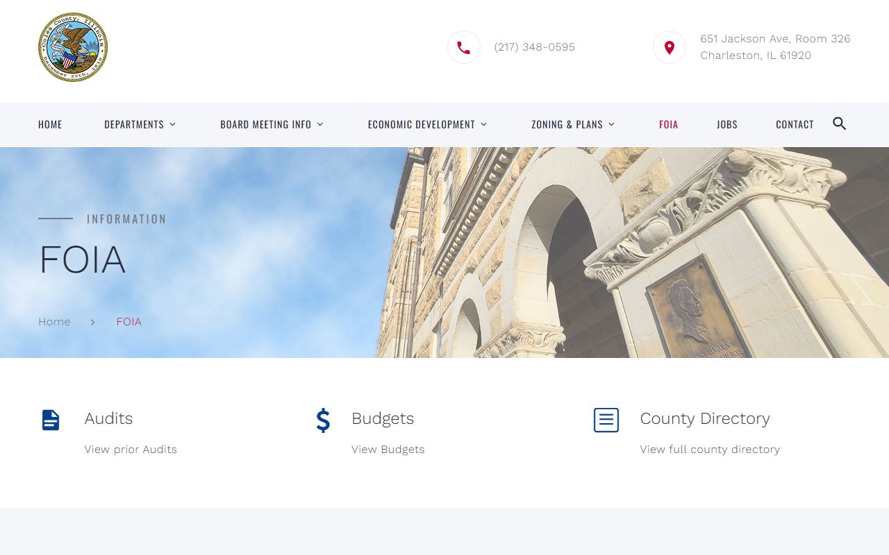 Coles County FOIA page for requesting police records and public documents