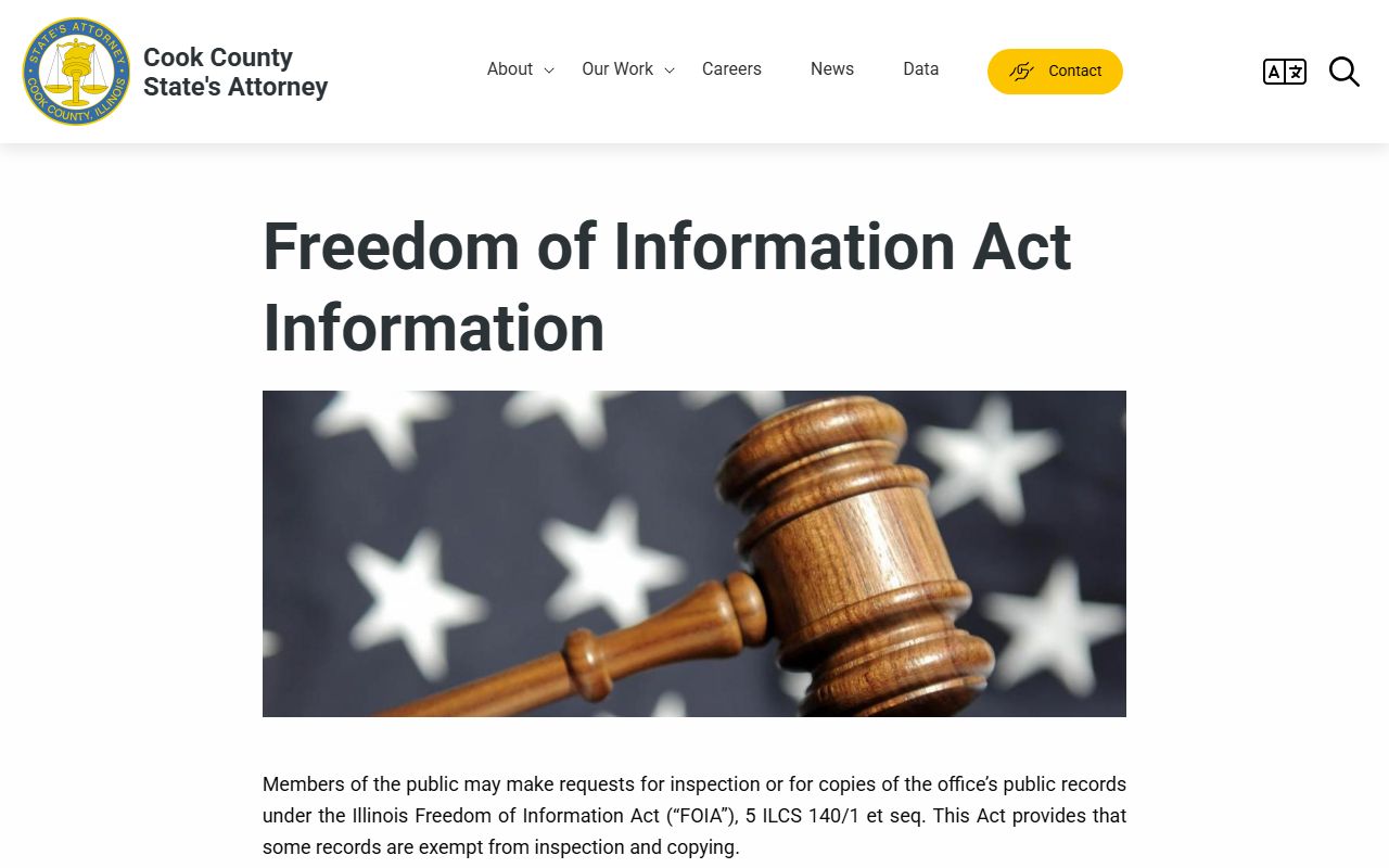 Cook County State's Attorney FOIA page for police records
