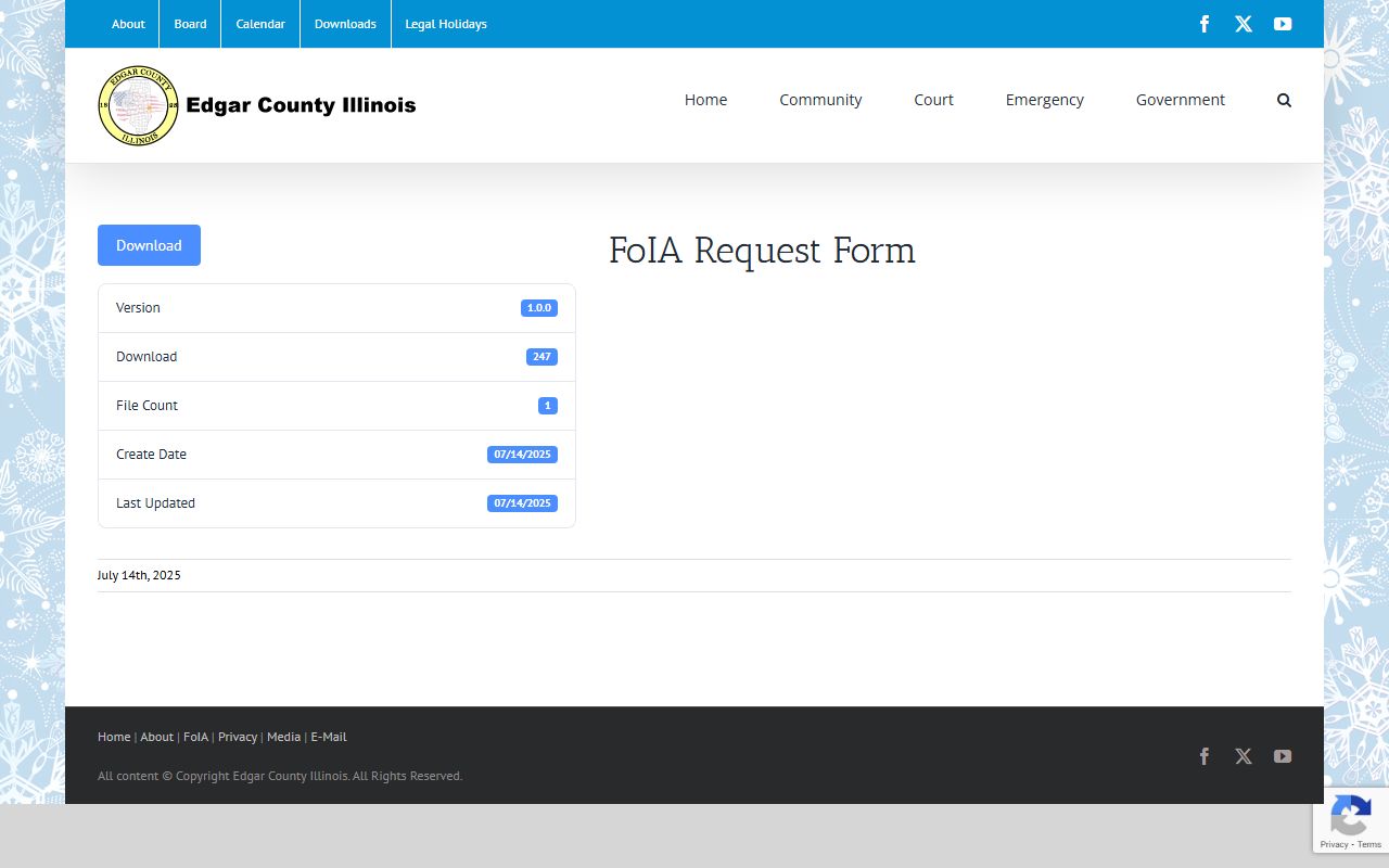 Edgar County FOIA request form download page for police records