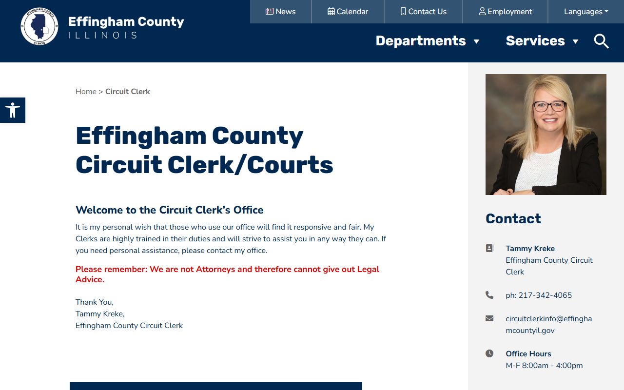 Effingham County Circuit Clerk website for court records