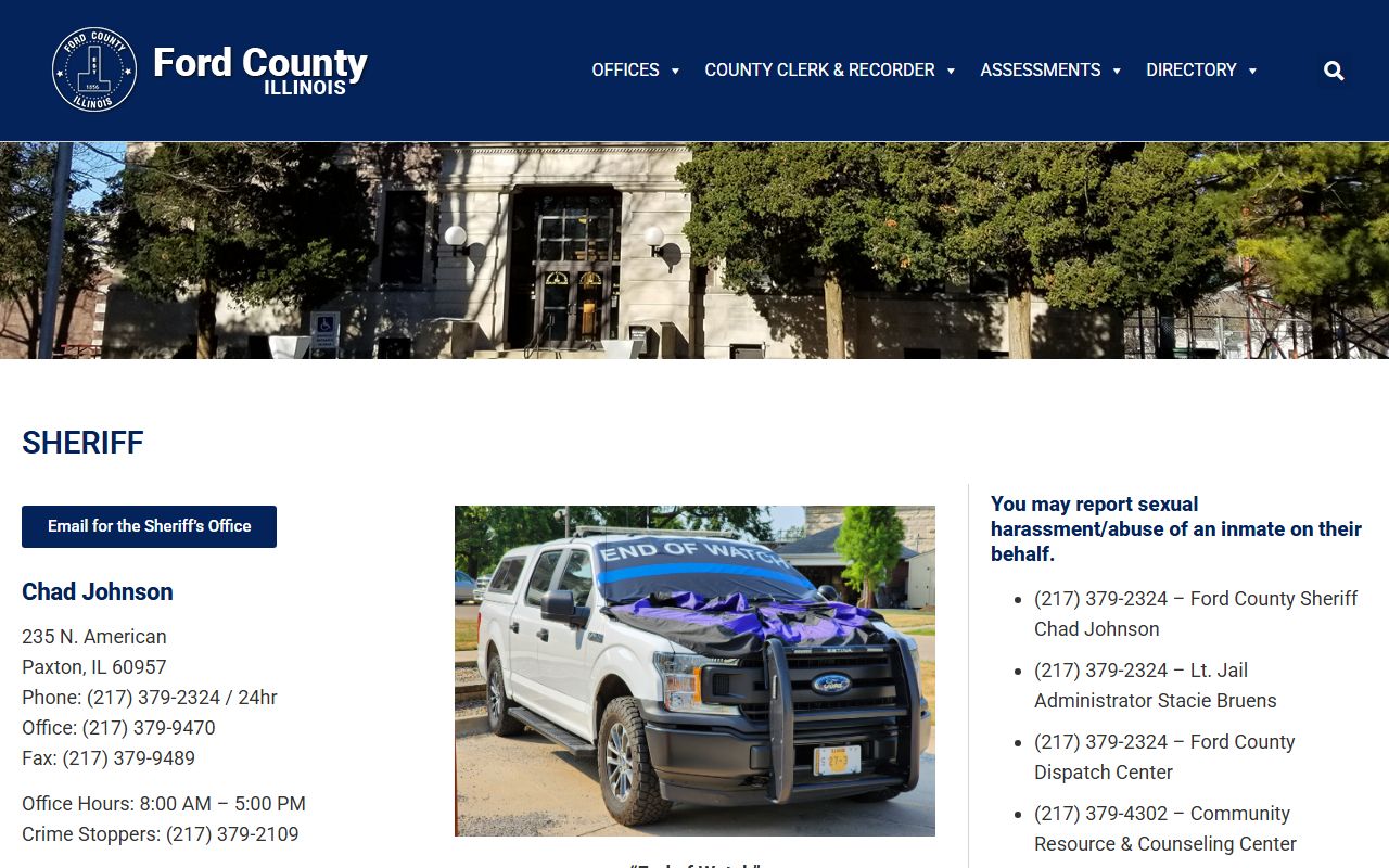 Ford County Sheriff's Office website for police records requests