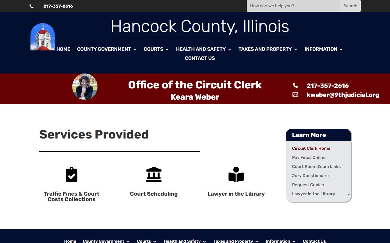 Hancock County Circuit Clerk website for court records
