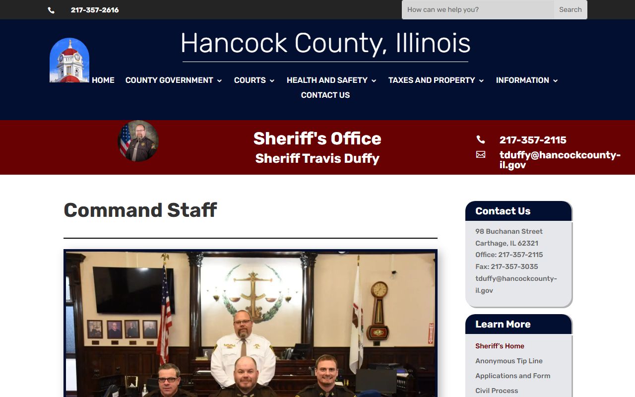 Hancock County Sheriff's Office website for police records