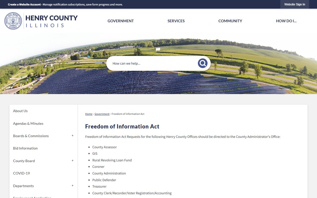 Henry County Freedom of Information Act page for records requests
