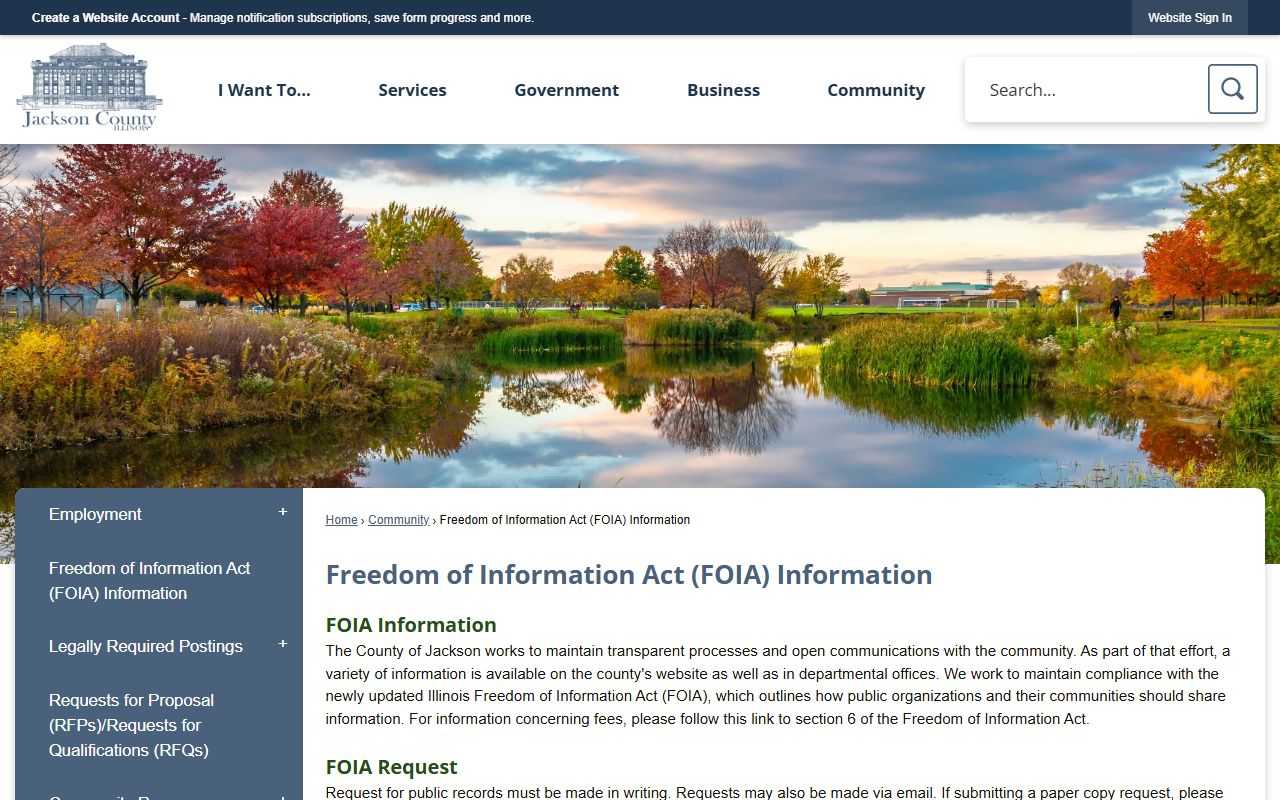 Jackson County FOIA information page for police records requests