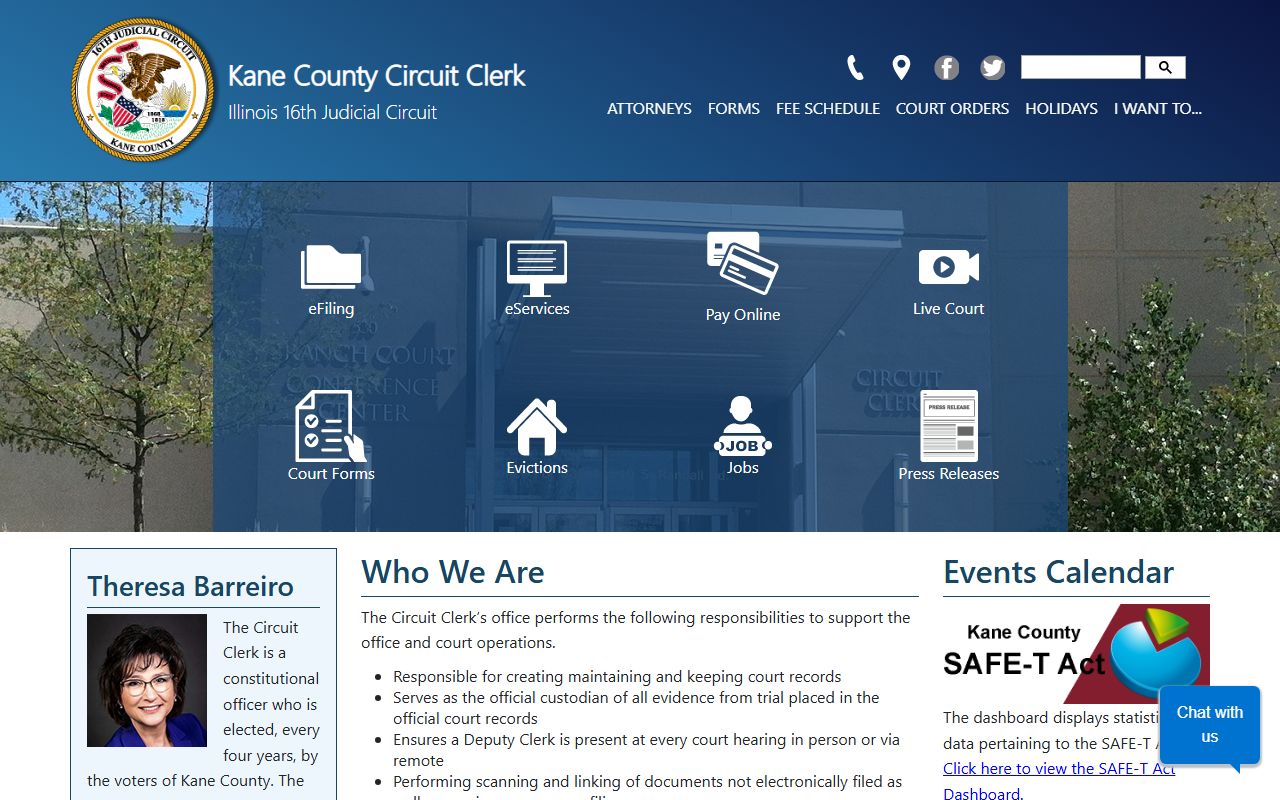 Kane County Circuit Clerk website for court records