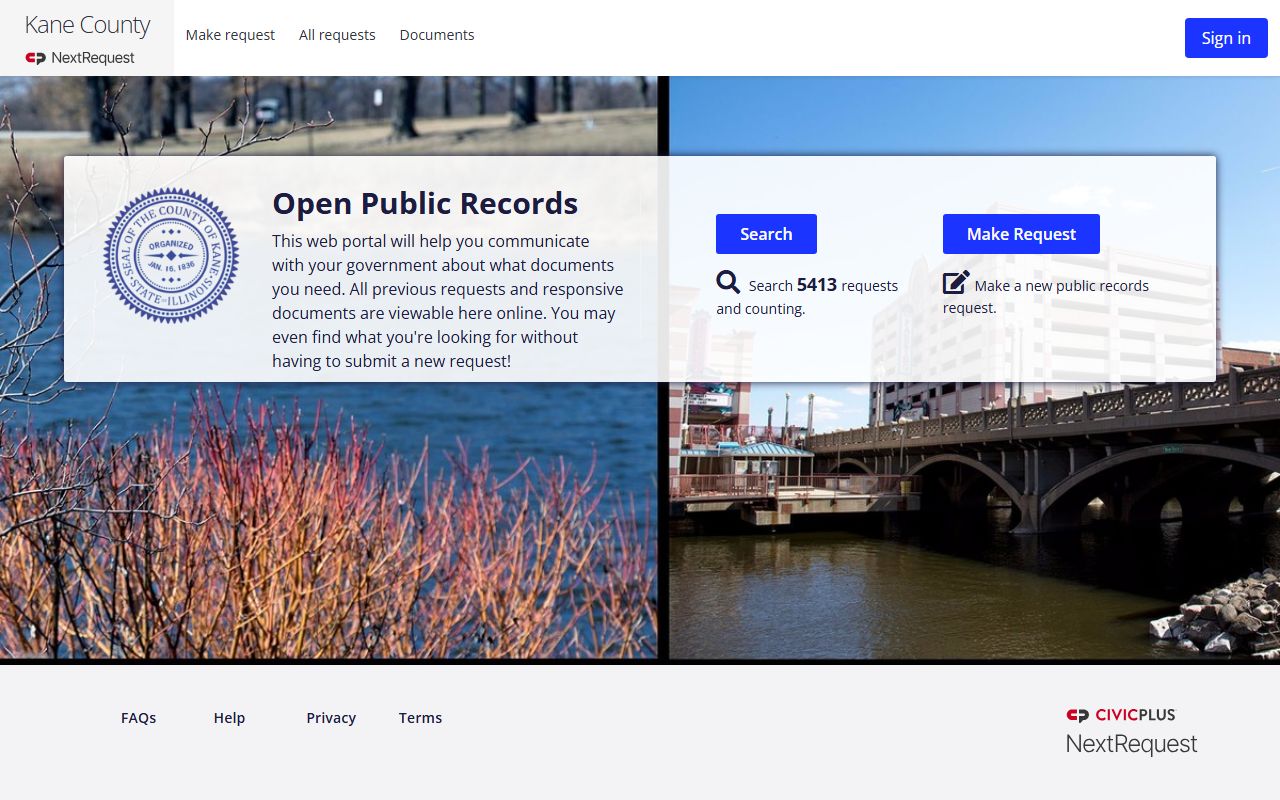 Kane County NextRequest FOIA portal for tracking police records requests