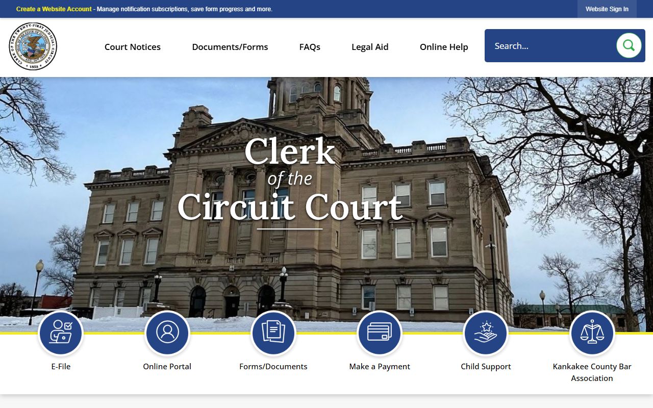 Kankakee County Circuit Clerk website for court records
