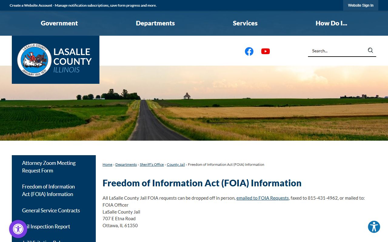 LaSalle County Sheriff FOIA information page for police records