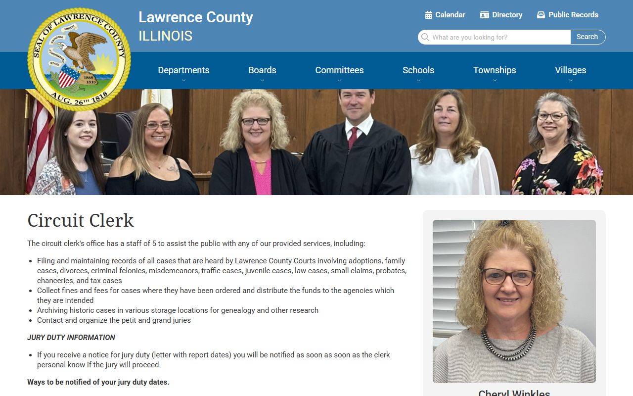 Lawrence County Circuit Clerk website for court records and police records