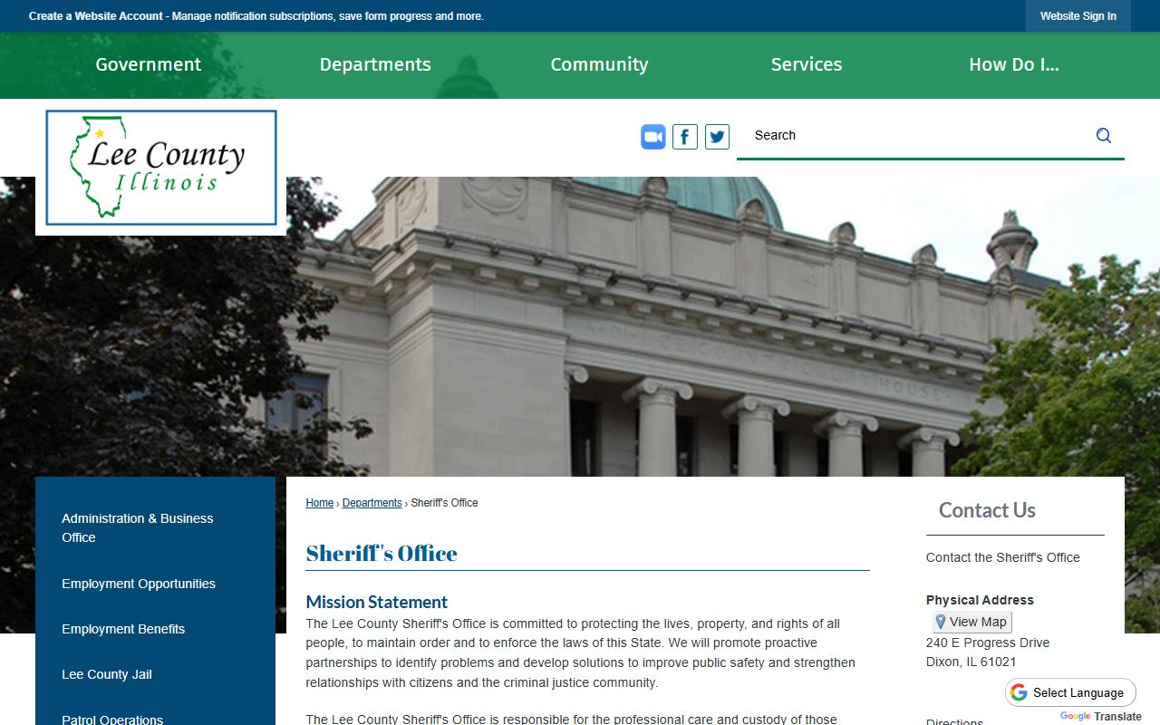 Lee County Sheriff's Office website for police records