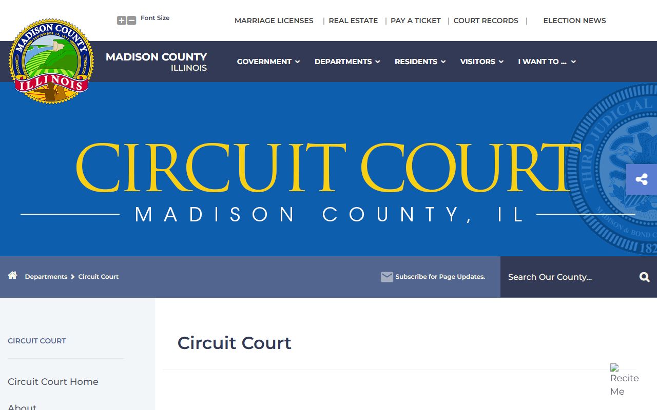 Madison County Circuit Court website for police records lookup