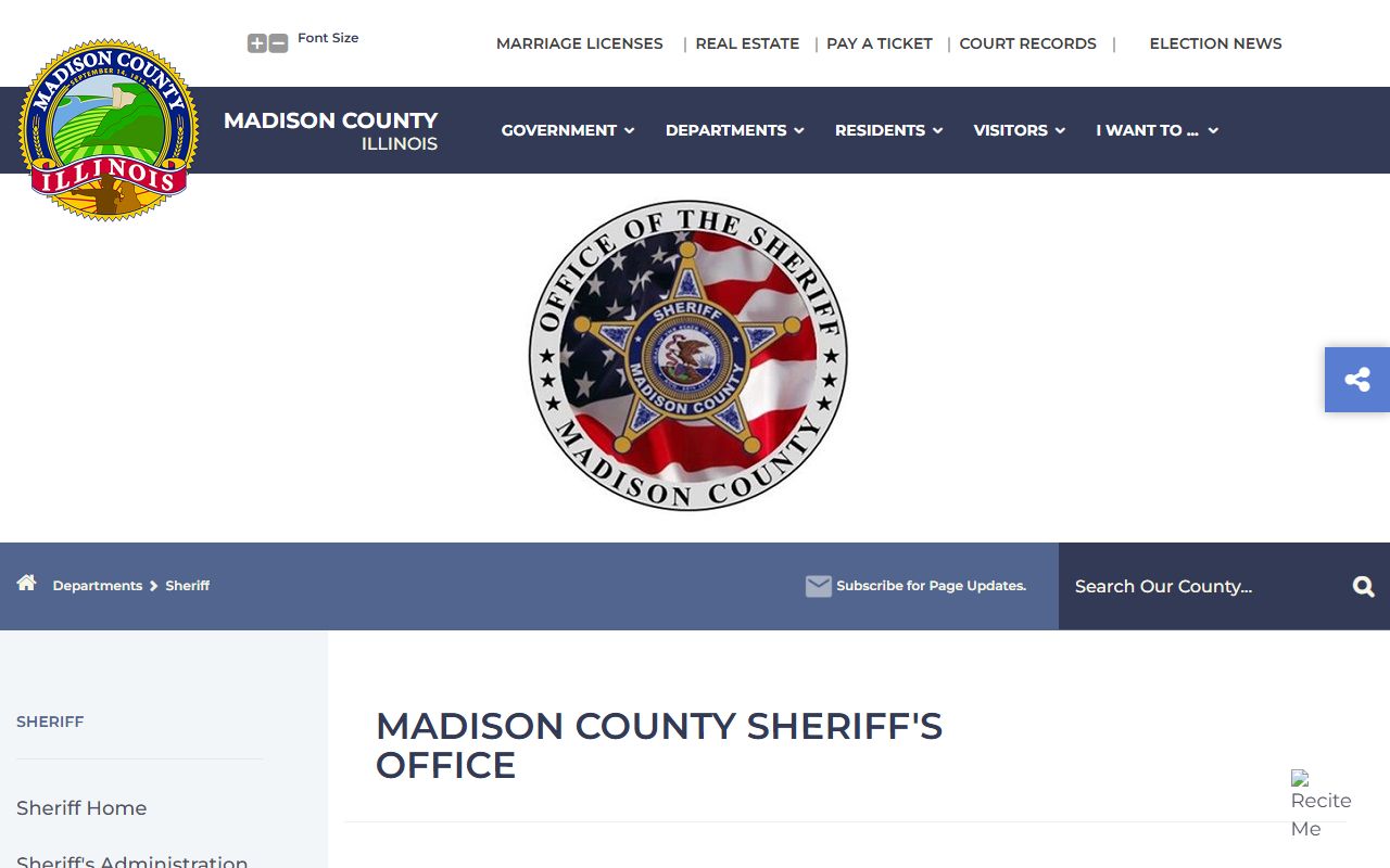 Madison County Sheriff's Office website for police records