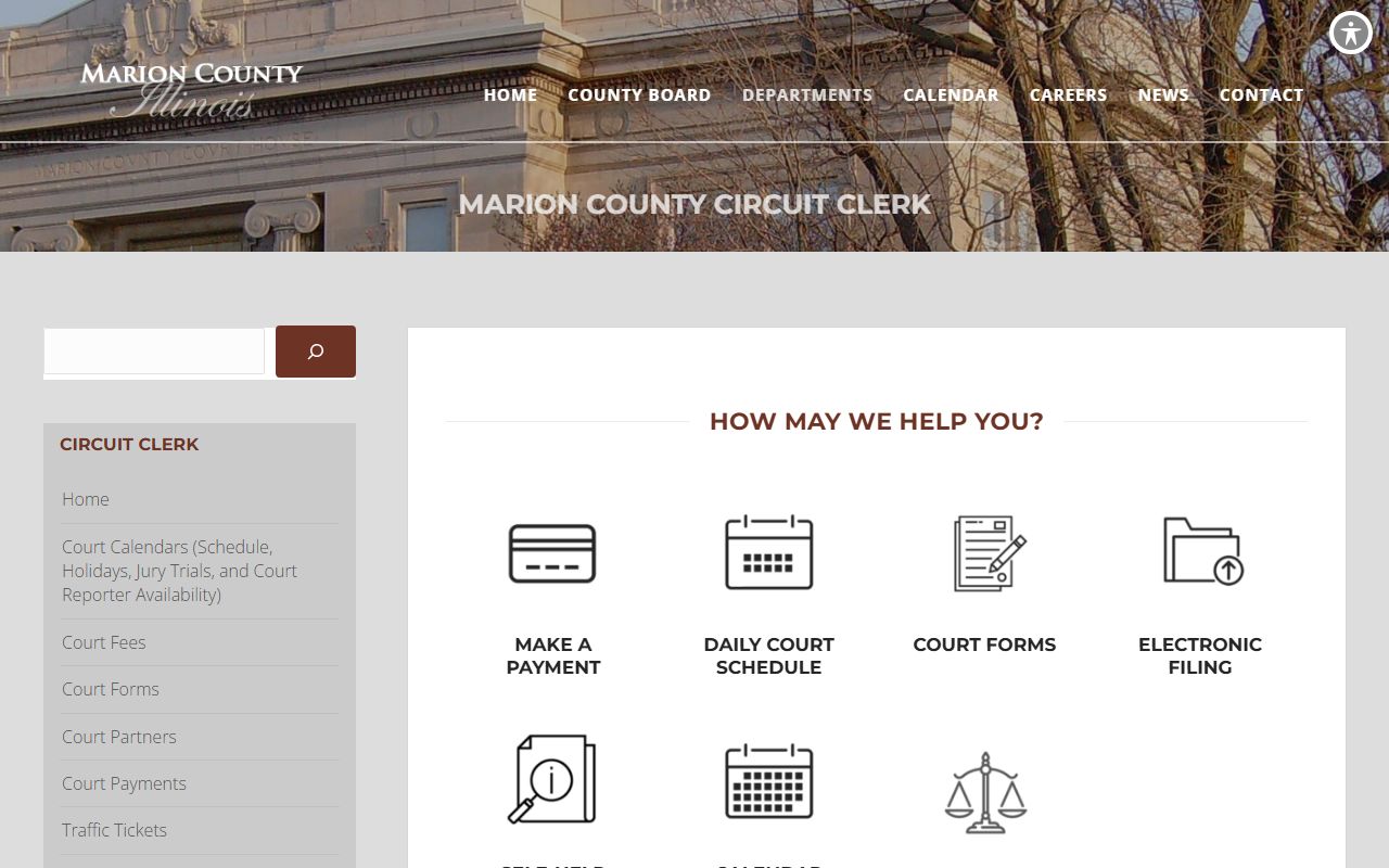 Marion County Circuit Clerk website for police records and court cases
