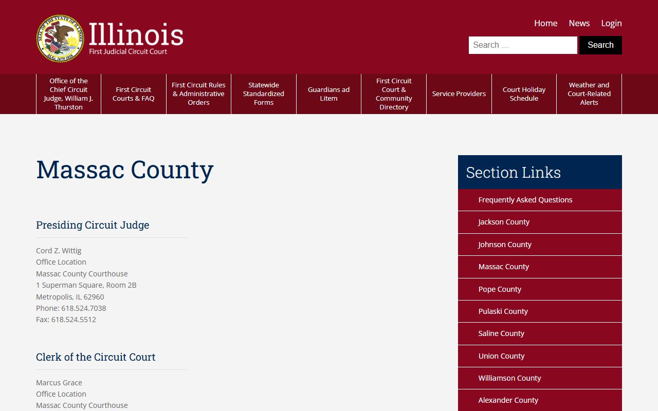 Massac County Circuit Clerk information on the First Judicial Circuit website