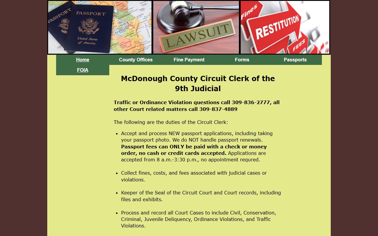 McDonough County Circuit Clerk page for court records in Macomb Illinois