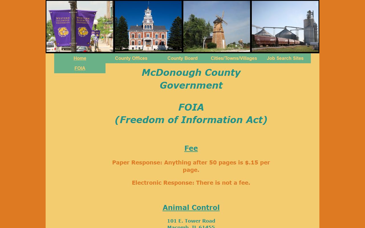 McDonough County FOIA information page for records requests