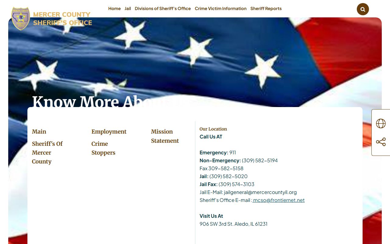 Mercer County Sheriff's Office website for police records in Aledo Illinois