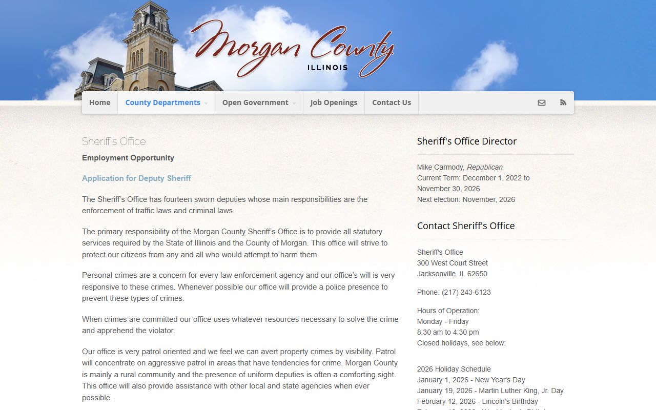 Morgan County Sheriff's Office website for police records requests