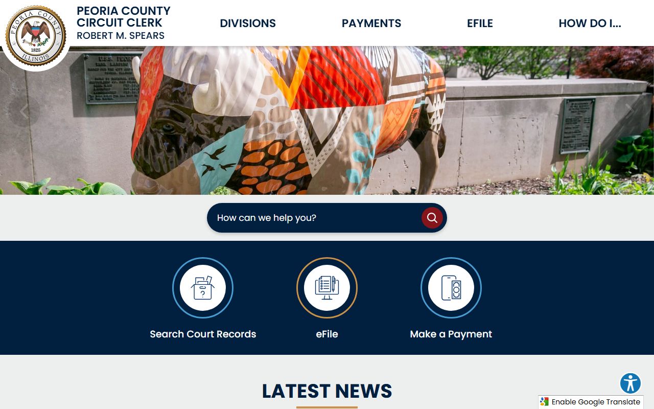 Peoria County Circuit Clerk website for court records