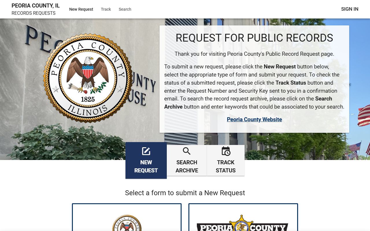 Peoria County JustFOIA online portal for records requests