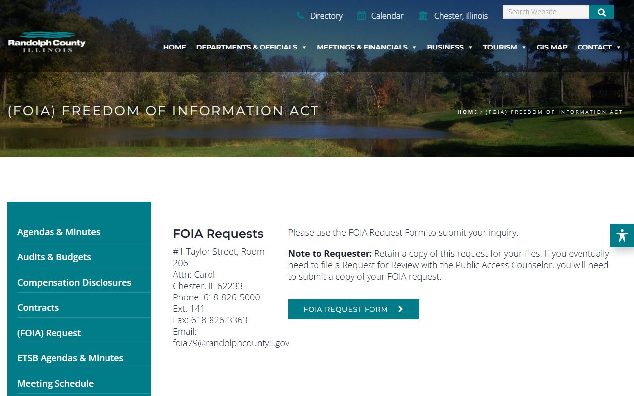 Randolph County FOIA page for police records requests