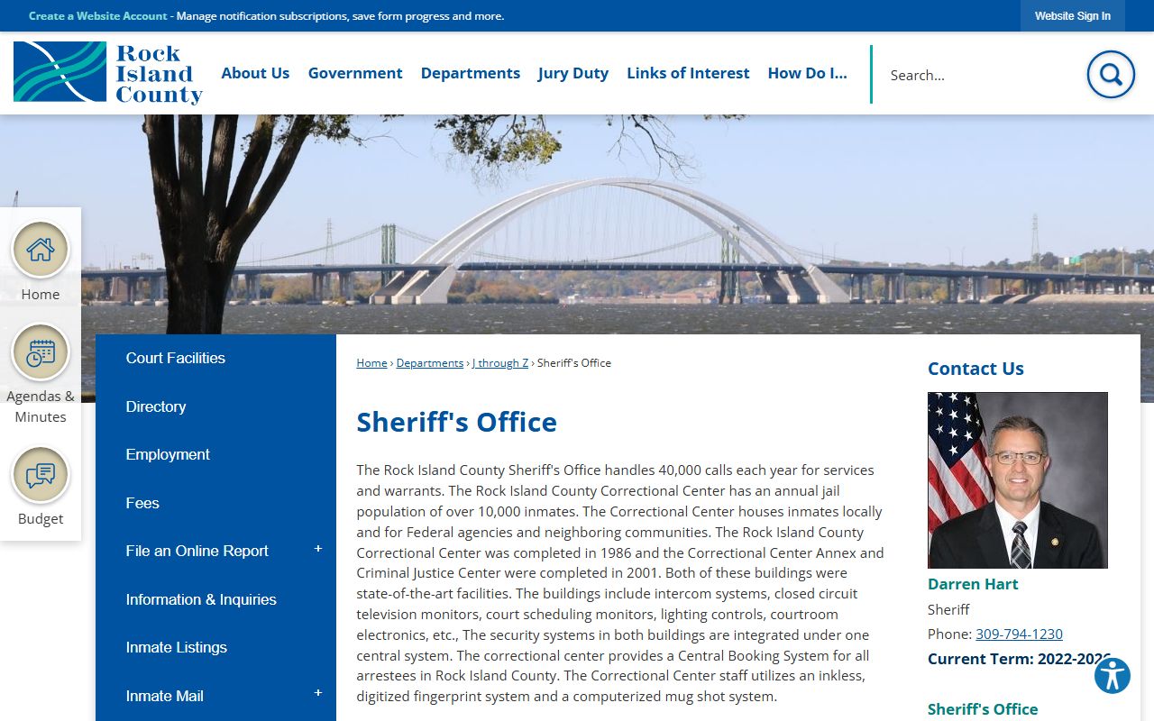 Rock Island County Sheriff's Office website for police records
