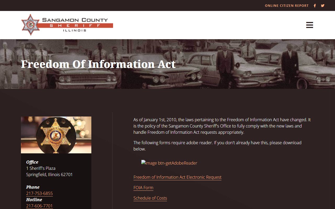 Sangamon County Sheriff FOIA page for records requests