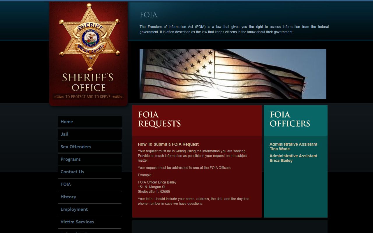 Shelby County Sheriff FOIA page for records requests