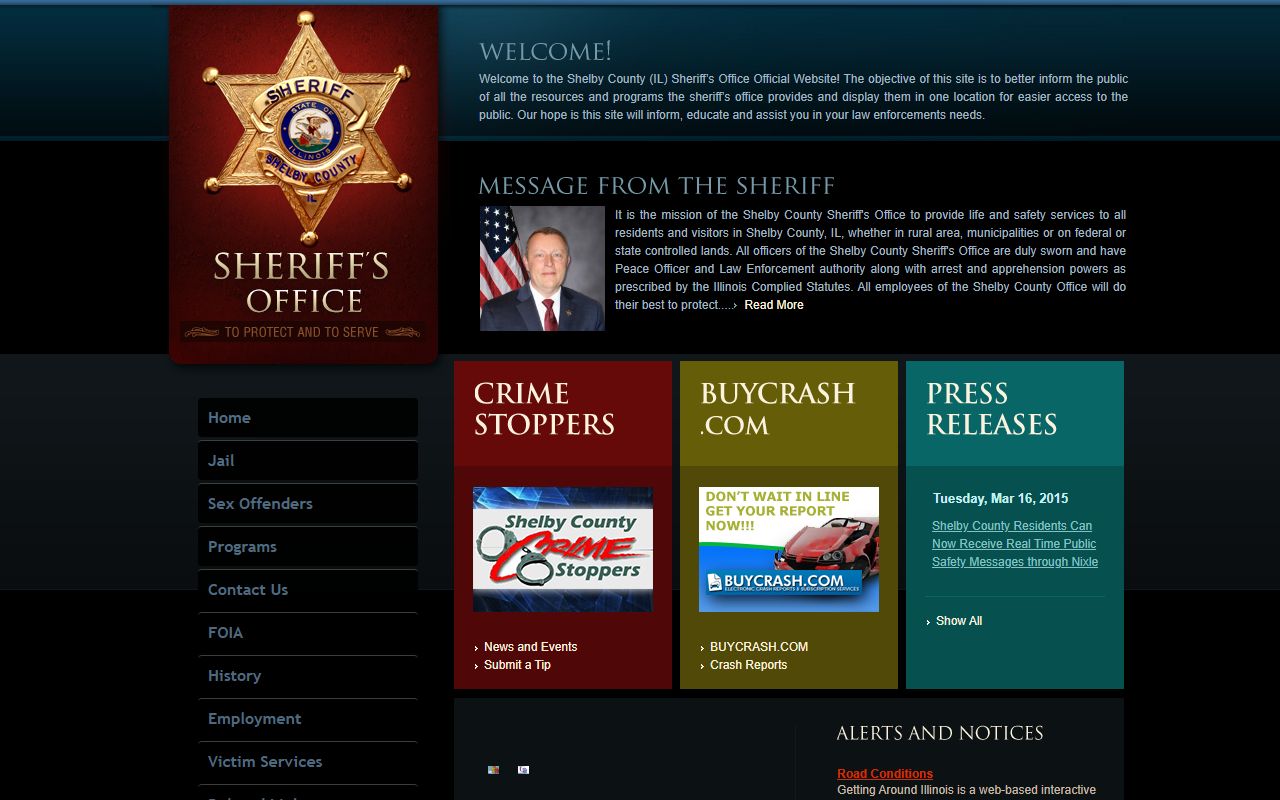 Shelby County Sheriff's Office website for police records