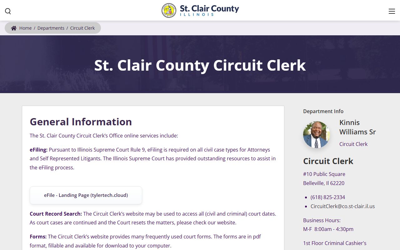 St. Clair County Circuit Clerk website for court and police records