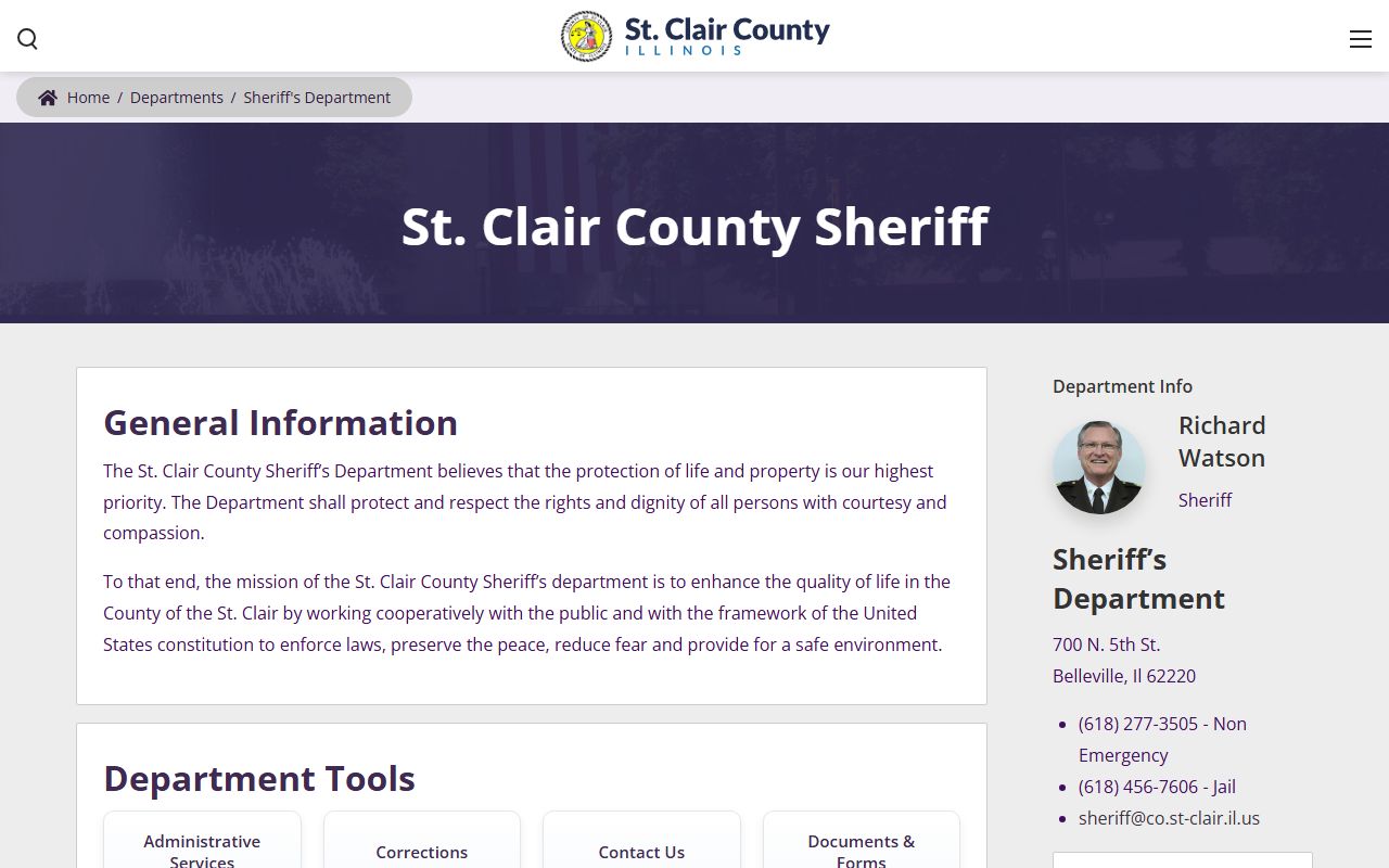 St. Clair County Sheriff's Department website for police records