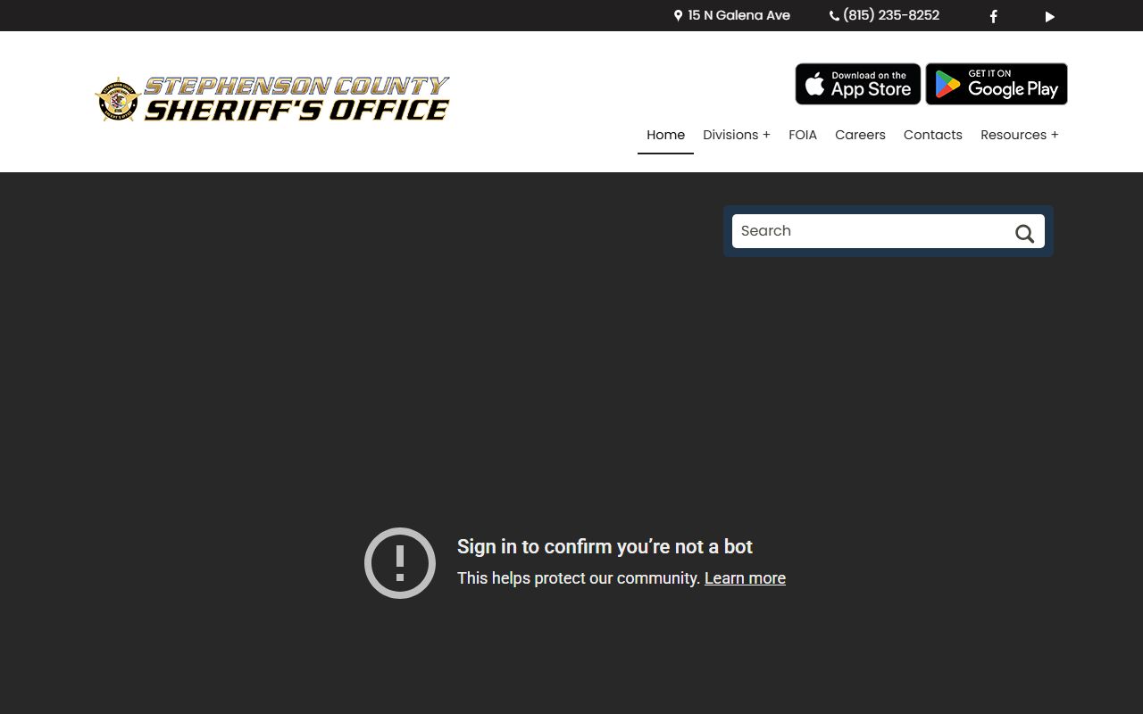 Stephenson County Sheriff's Office website for police records