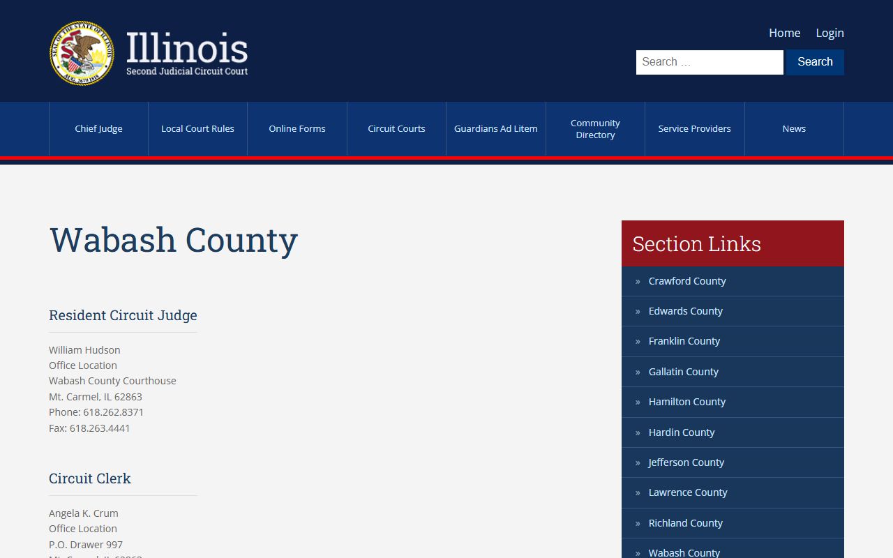Wabash County Circuit Clerk page for court records