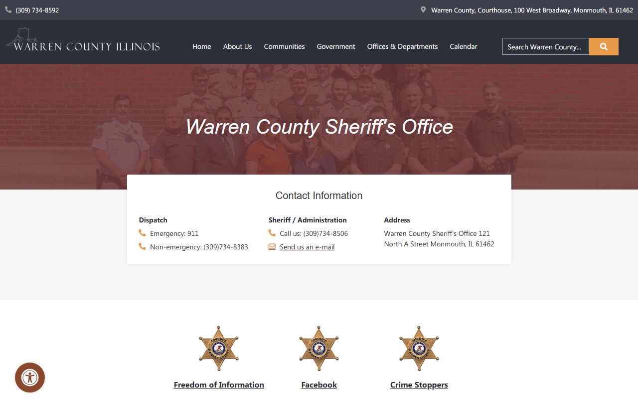Warren County Sheriff's Office website for police records