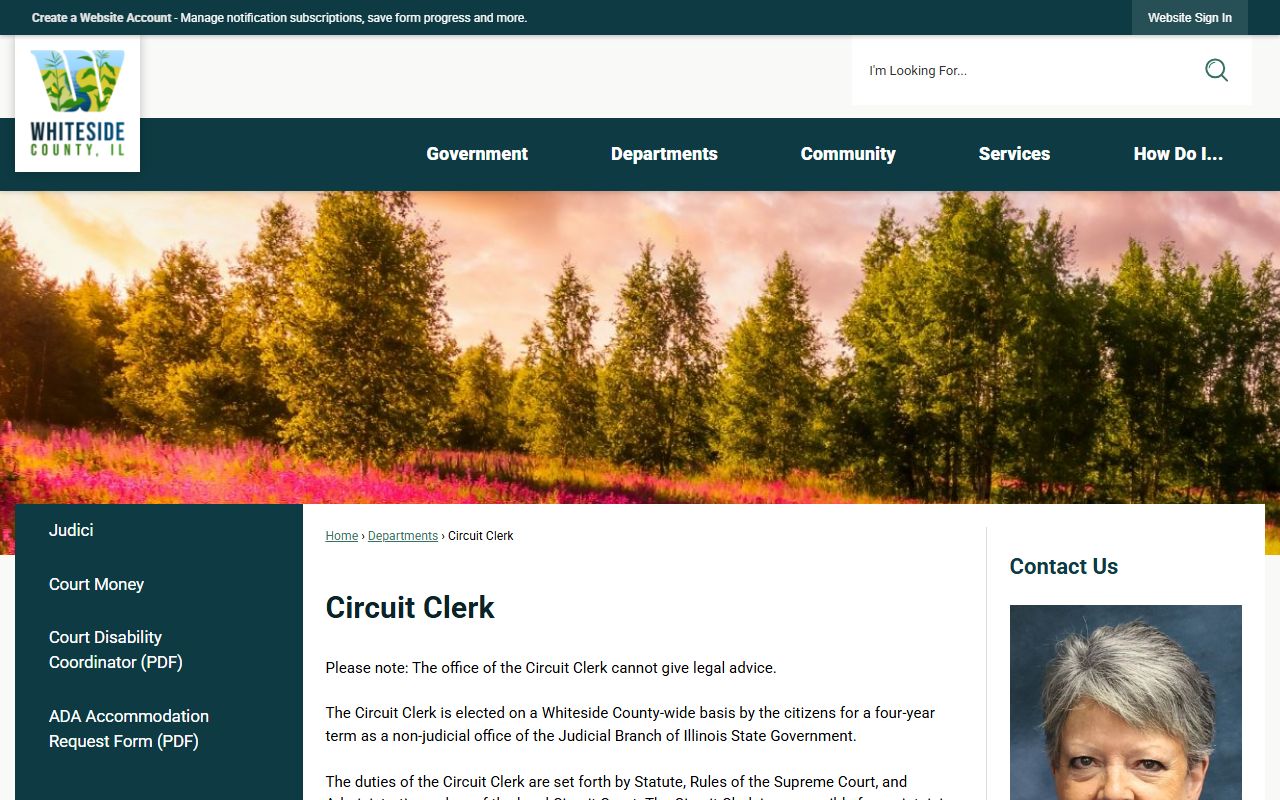 Whiteside County Circuit Clerk page for court records