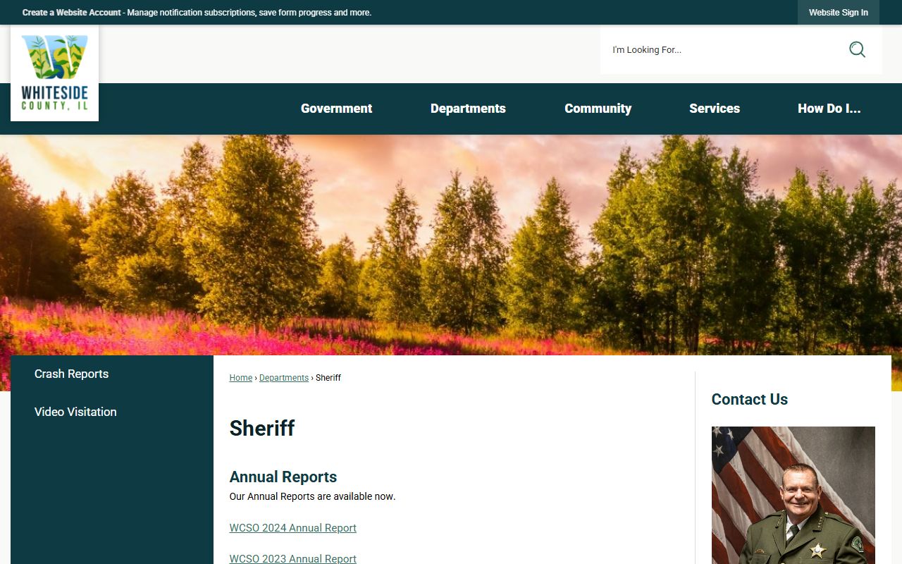 Whiteside County Sheriff's Office page for police records