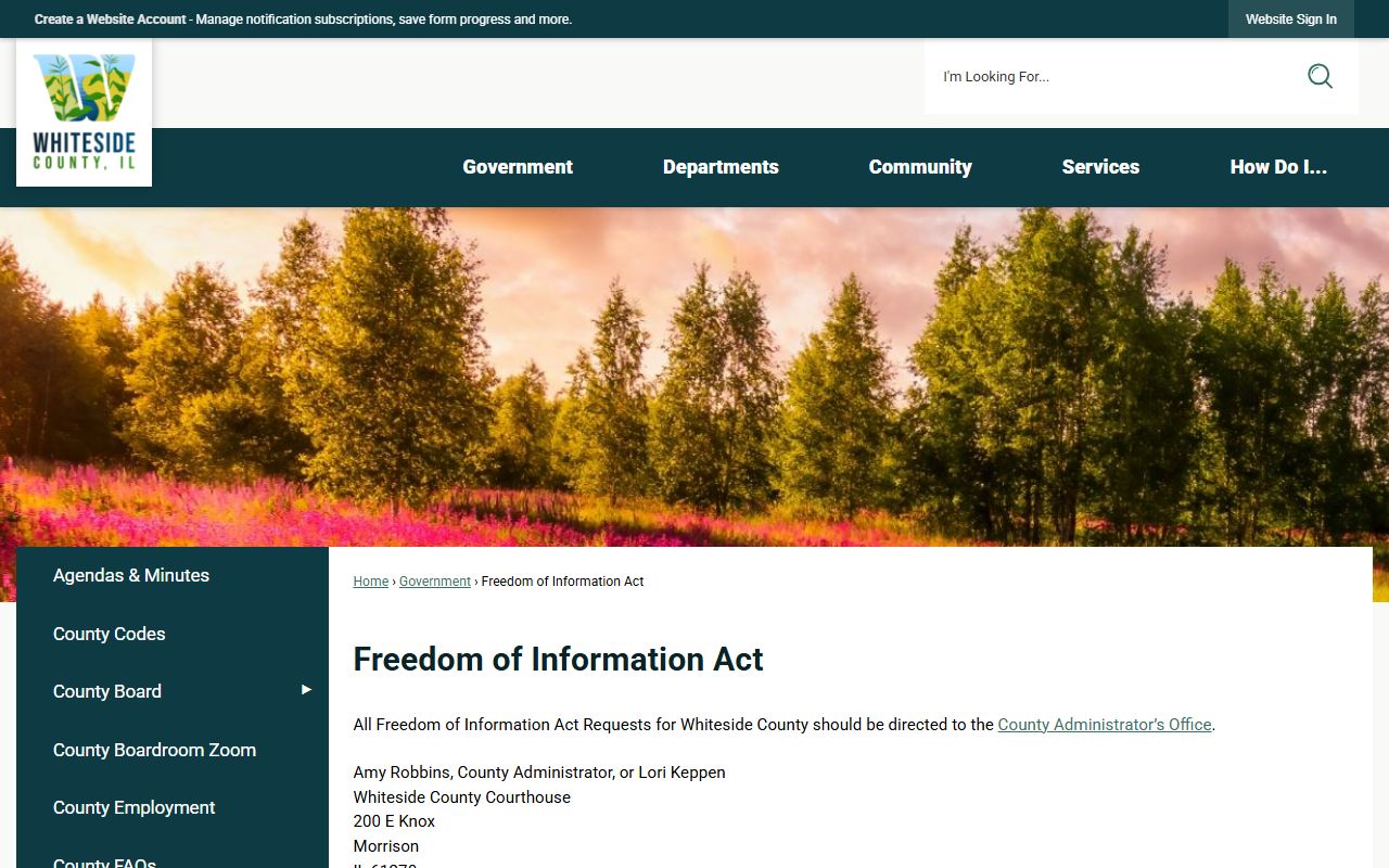 Whiteside County FOIA page for police records requests