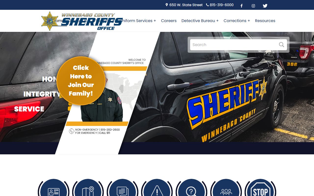 Winnebago County Sheriff website for Rockford area police records