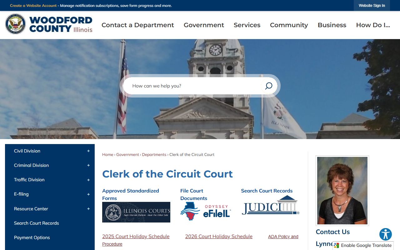 Woodford County Circuit Clerk website for court records